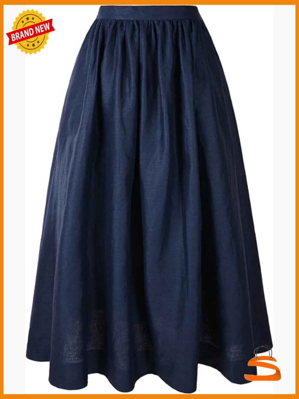 Womens Linen Victorian Renaissance Mid-Length Skirt with Pockets
